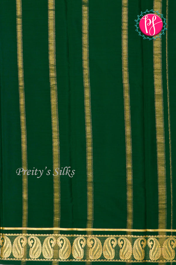 Pure Mysore Crepe Silk Saree -Mejenta pink And Bottle green -PA47159