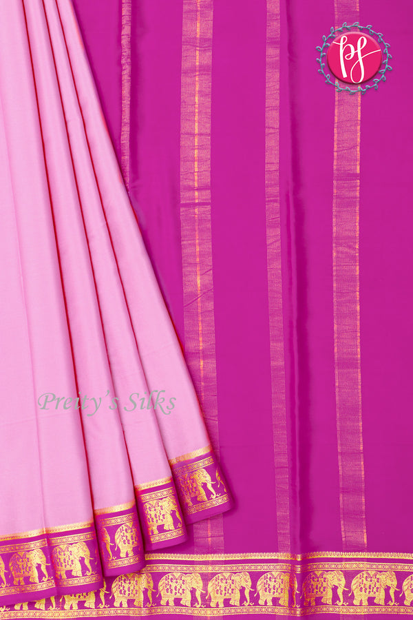 Pure Mysore Crepe Silk Saree-Contrast-Mauve And Purple-PA19804