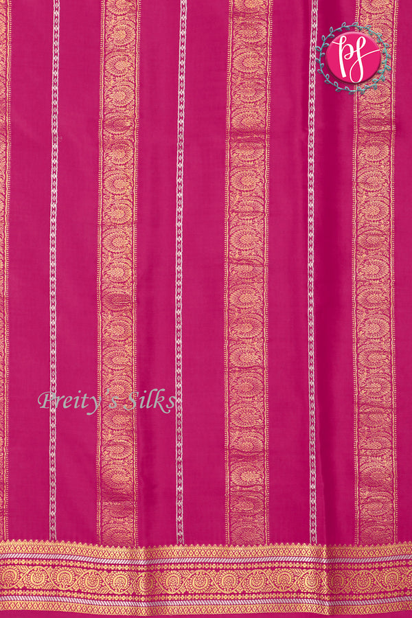 Pure Mysore Crepe Silk Saree -Royal Blue With Pink-PF80561