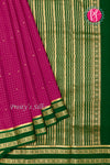 Pure Mysore Crepe Silk Saree -Mejenta pink And Bottlegreen-PF86103