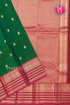 Half Pure Kanchipuram Silk Saree-Bottlegreen And Marron-PA35212