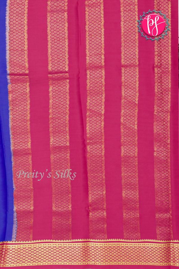 Pure Mysore Crepe Silk Saree-Roalblue And Pink- PA22389