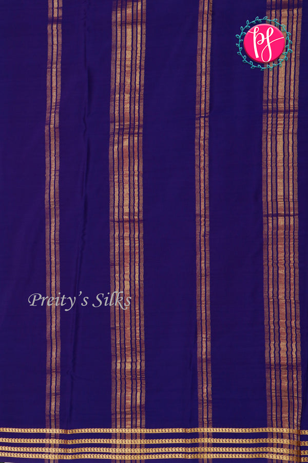 Pure Mysore Crepe Silk Saree- DeepPink And Navyblue-PA19960