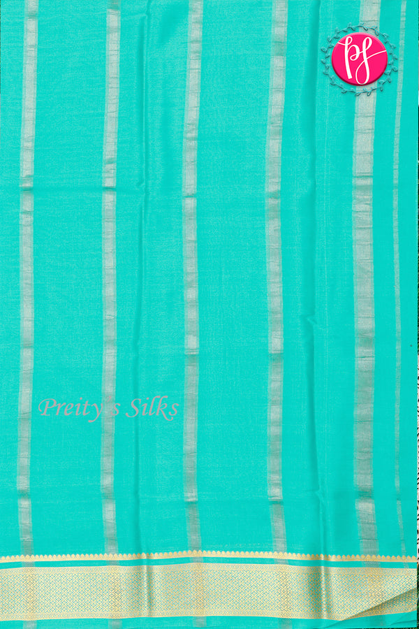 Pure Mysore Crepe Silk Saree-Navyblue And Seablue-PA28744