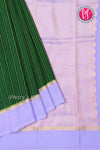 Pure Mysore Crepe Silk Saree Contrast PlainBorder -Green And Lightlavender-PA10788