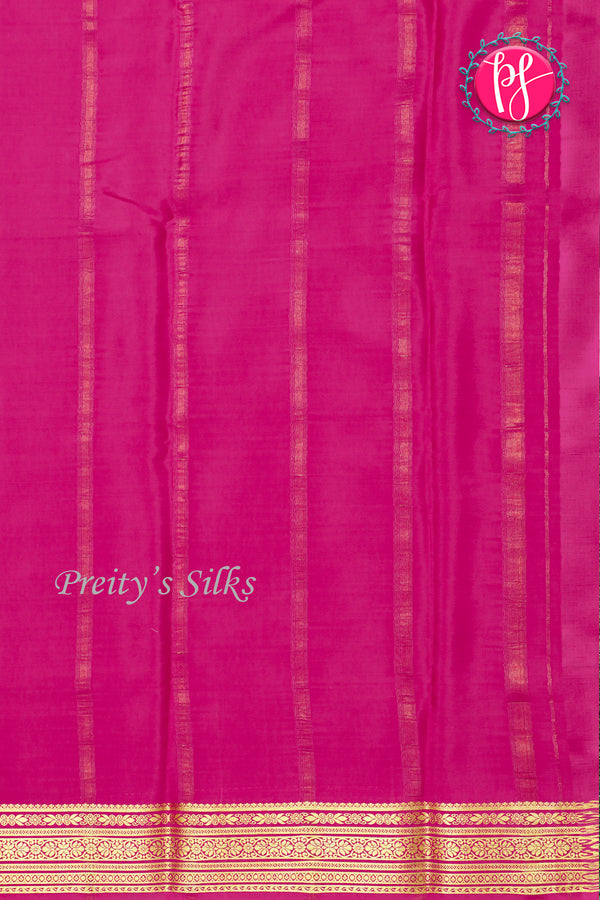 Pure Mysore Crepe Silk Saree- Royalblue And Mejentapink-PA28937