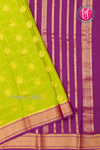 Pure Mysore Crepe Silk Saree -Olivegreen And Purple-PA72866