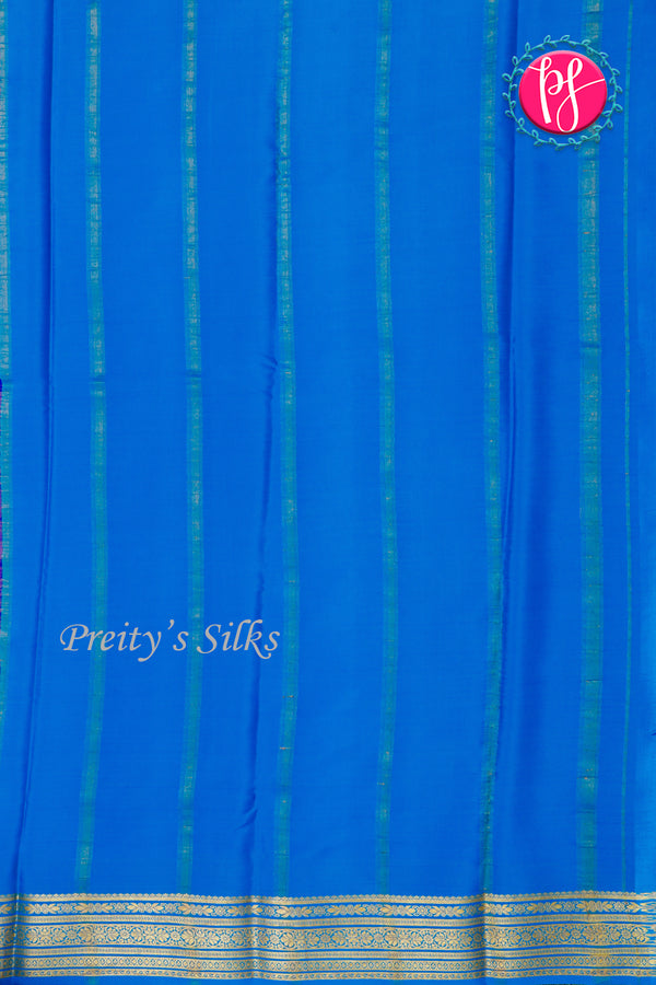 Pure Mysore Crepe Silk Saree-Royalblue And Tealblue- PA28962