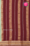 Pure Mysore Crepe Silk Saree-Mintgreen And Marron-PA46766