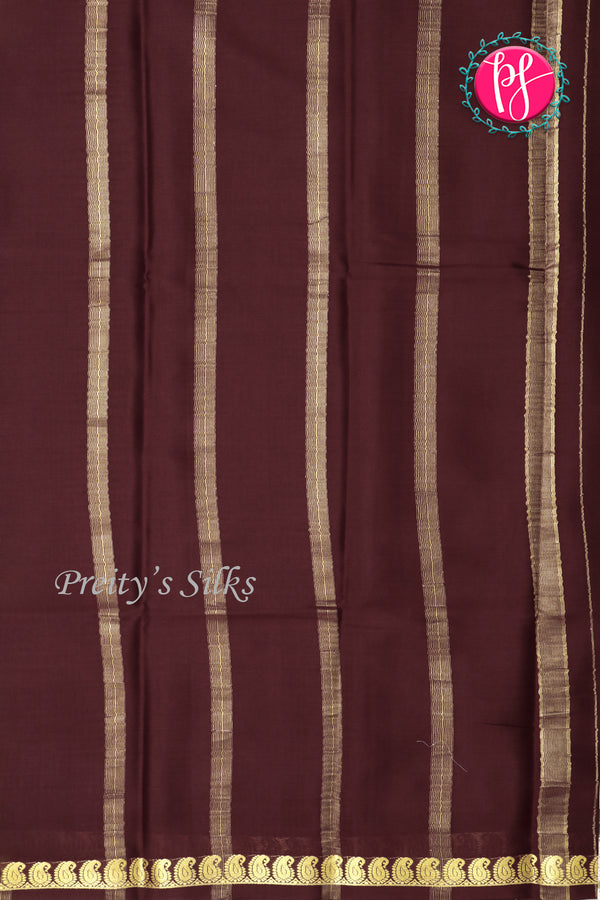 Pure Mysore Crepe Silk Saree-DarkMarron- PA21766