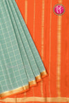 Pure Mysore Crepe Silk Saree -Light spring green And Orange- PA09448