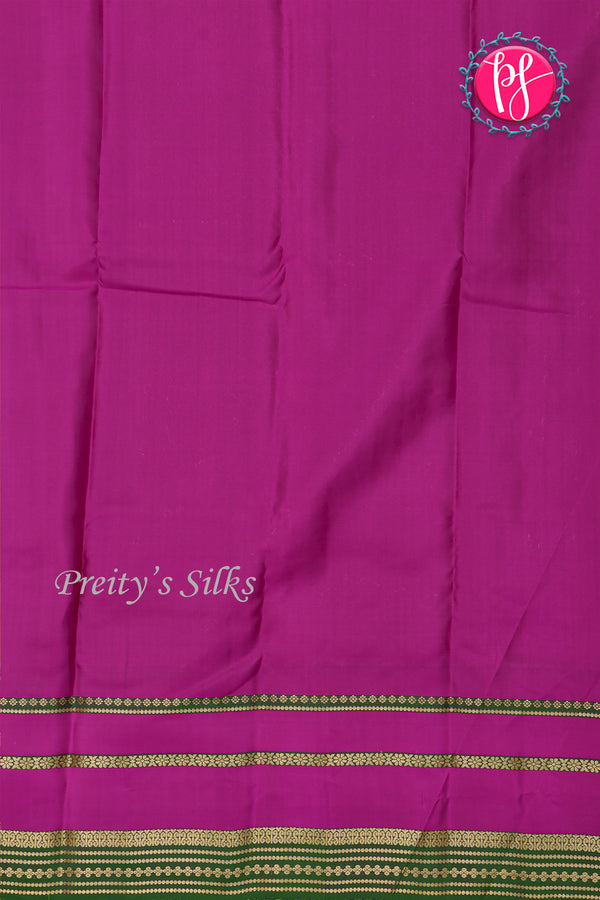 Half Pure Kanchipuram Silk Saree-Olivegreen And Purple-PA24996