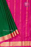 Pure Mysore Crepe Silk Saree -Bottlegreen And Pink-PF82724