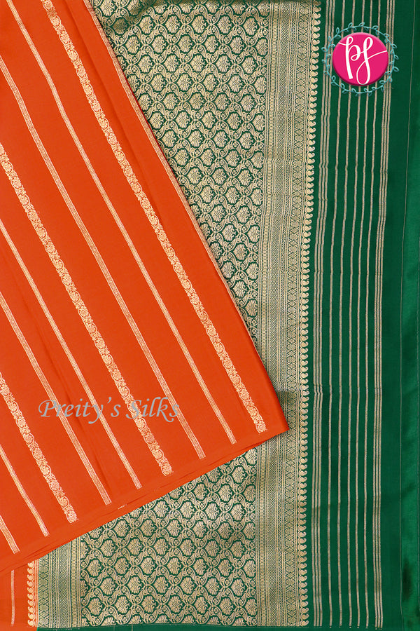 Pure Mysore Crepe Silk Saree Borderless Contrast -PA09550