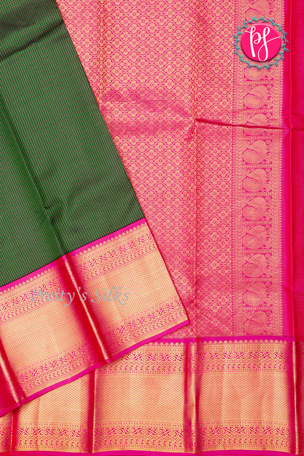 Pure Kanchipuram Silk Saree-Green And Pink-PA23602