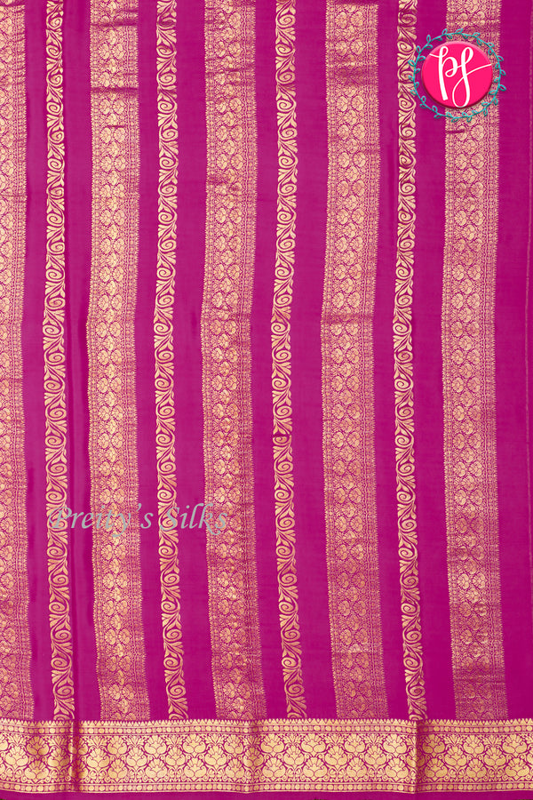 Pure Mysore Crepe Silk Saree-Pastelgreen And Mejentapink-PA46832