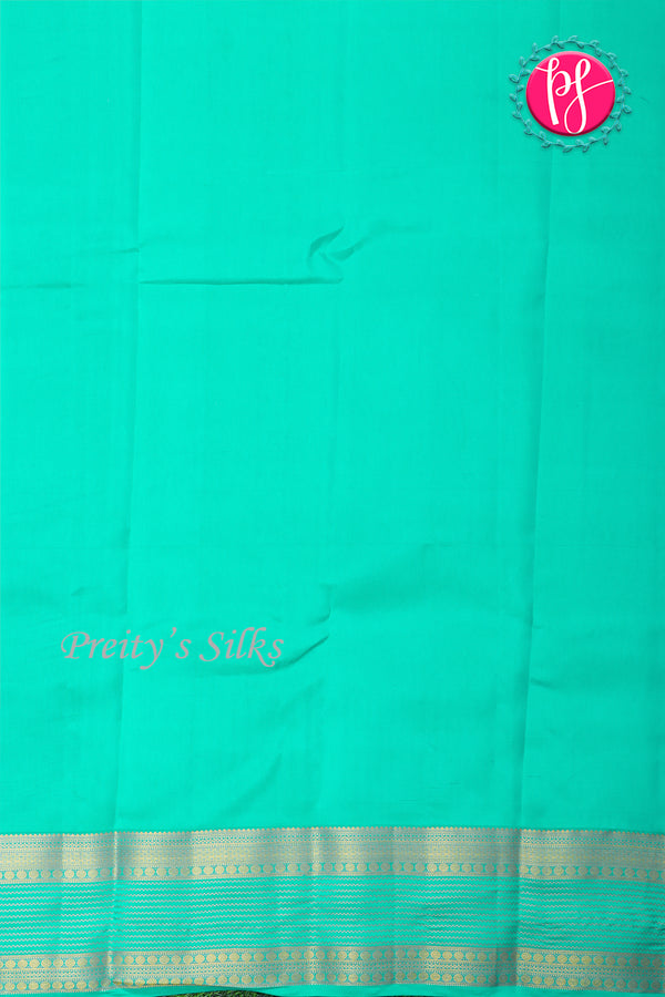 Half Pure Kanchipuram Silk Saree-Rasberrypink And Seagreen -PA24996
