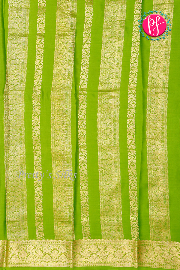 Pure Mysore Crepe Silk Saree-Mauvepink And Parrotgreen-PA46832