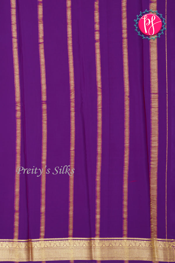 Pure Mysore Crepe Silk Saree-Brickred And Purple-PA28962
