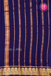 Pure Mysore Crepe Silk Saree-Mango border- Navyblue- PA35251