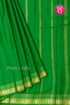 Pure Mysore Crepe Silk Saree-Parrot green-PA21845