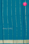 Pure Mysore Crepe Silk Saree-Olive green And Tealblue- PA28962