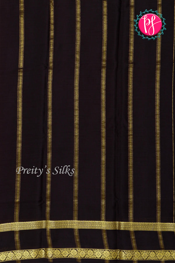 Pure Mysore Crepe Silk Saree-Red And Black-PA22264