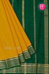 Pure Mysore Crepe Silk Saree-Mustardyellow And Bottlegreen-PA26302