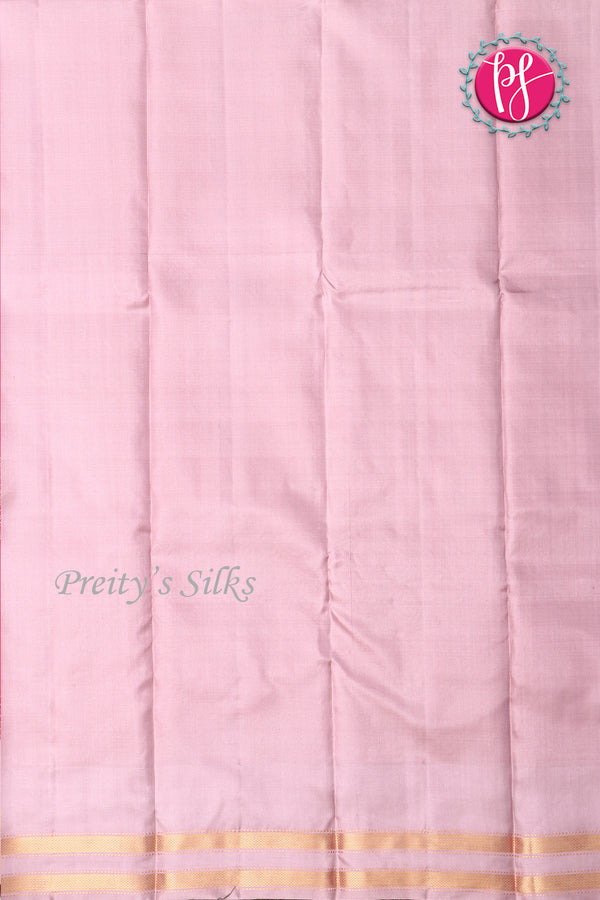 Pure Kanchipuram Silk Saree-Red And Blush Pink-PA04407