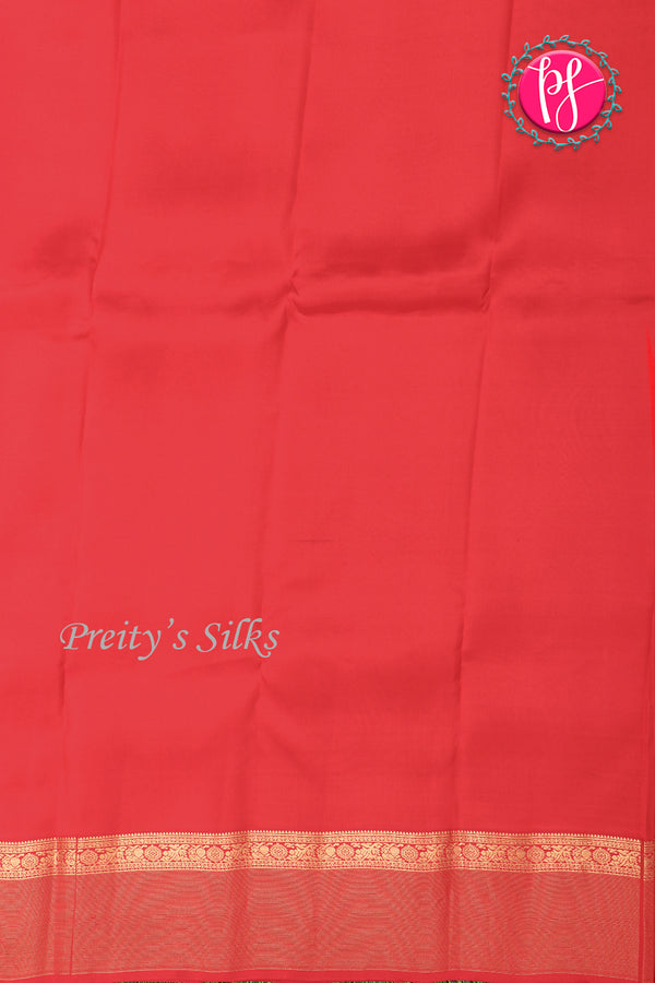 Half Pure Kanchipuram Silk Saree-Orange And RED-PA25965