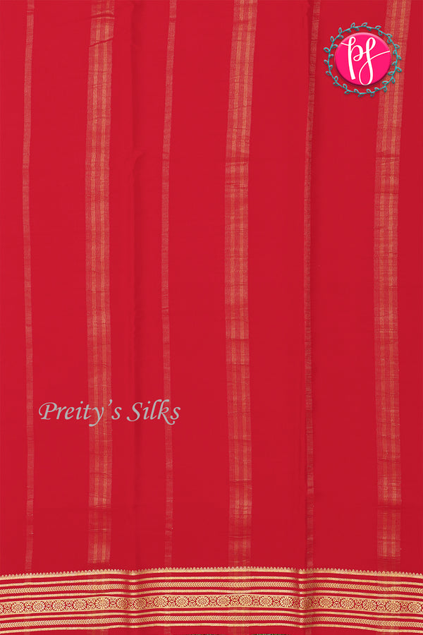 Pure Mysore Crepe Silk Saree-Red-PA35304