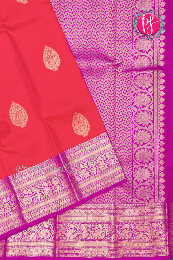 Pure Dual Shade Kanchipuram Silk Saree-Raspberry pink And LightPurple-PA39422