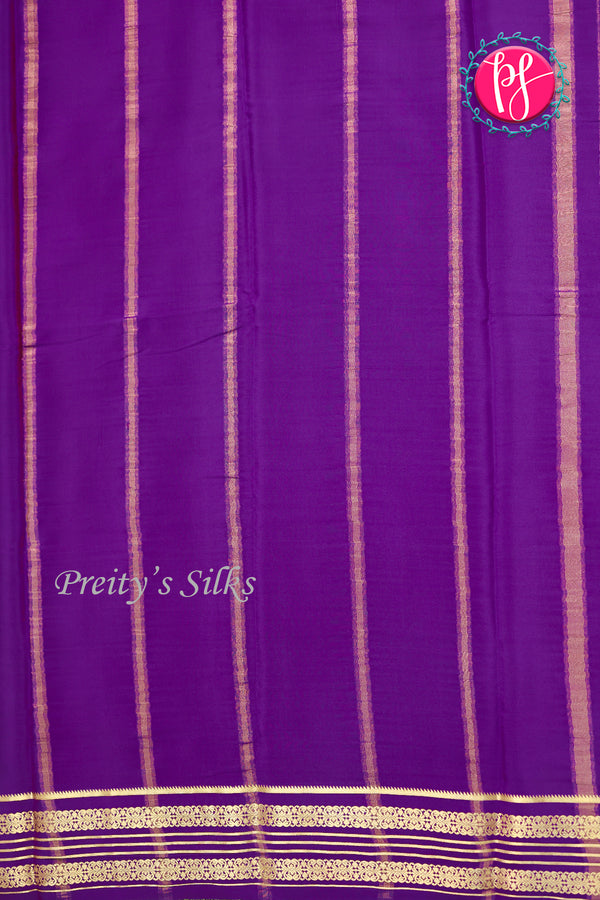 Pure Mysore Crepe Silk Saree-Tan And Purple-PA34176