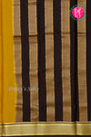 Pure Mysore Crepe Silk Saree-Mustardyellow And Black-PA22389