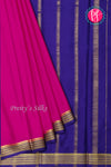 Pure Mysore Crepe Silk Saree-Mejentapink And Navyblue-PA22237