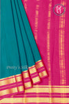 Pure Mysore Crepe Silk Saree-Teal Blue And Pink-PA19929