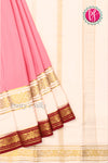 Pure Mysore Crepe Silk Saree -Lightpink And White Red-PA01237