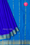 Pure Mysore Crepe Silk Saree-Royalblue And Tealblue-PA22355