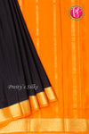 Pure Mysore Crepe Silk Saree -Black And Orange-PF82724