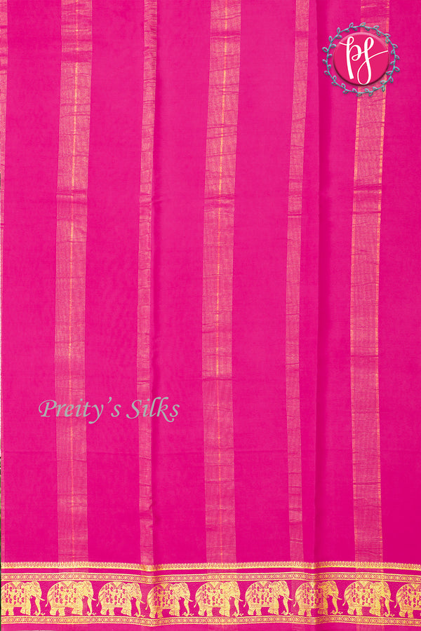 Pure Mysore Crepe Silk Saree-Contrast-Pistagreen And Pink-PA19804