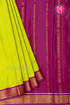Pure Mysore Crepe Silk Saree-Olive green And Deepmejentapink-PA22355