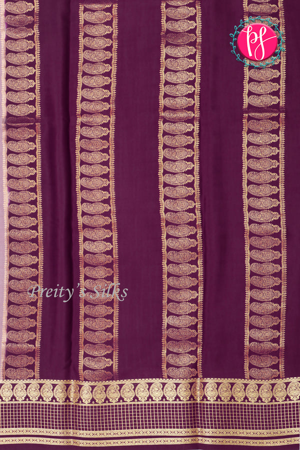 Pure Mysore Crepe Silk Saree-Dusty Rose And Deepwine-PA26566