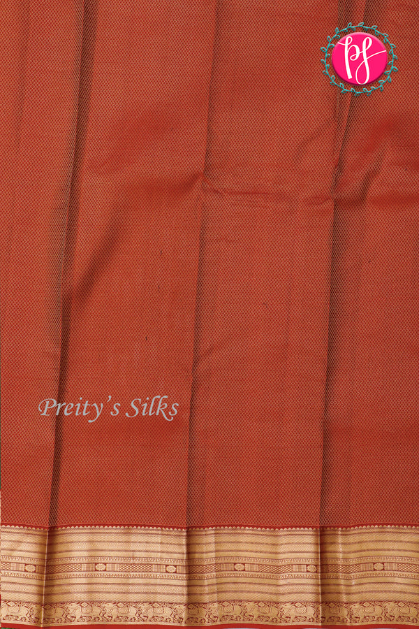 Pure Kanchipuram Silk Saree-Bottlegreen And Rustorange-PA81332