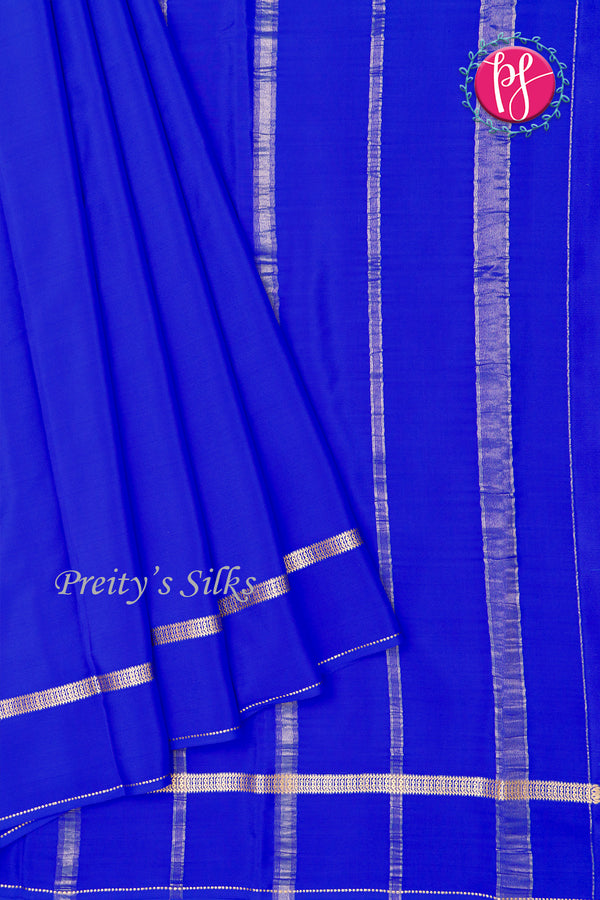 Pure Mysore Crepe Silk Saree-Royalblue-PA19482