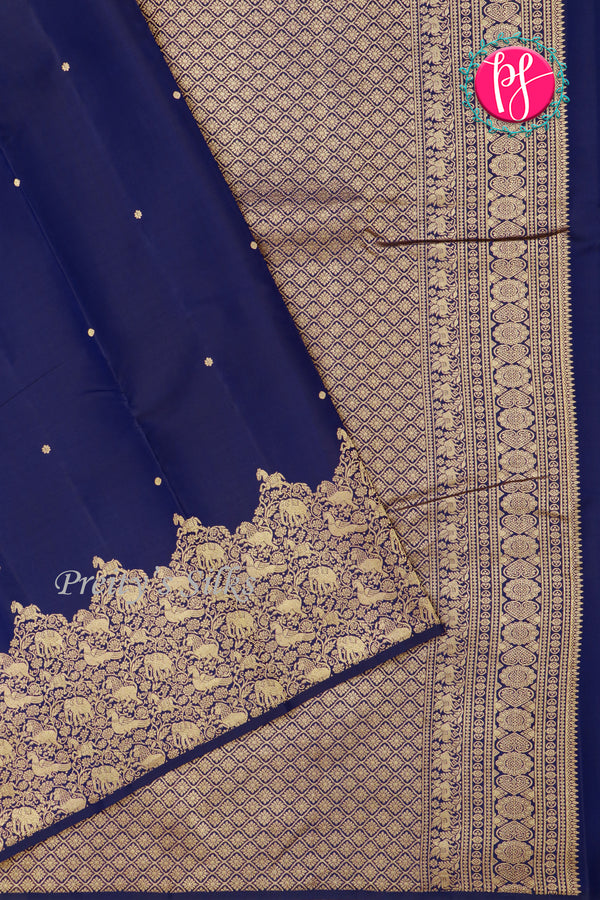 Pure Kanchipuram Silk Saree-Navyblue-PA2726753