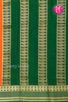 Pure Mysore Crepe Silk Saree-Orange And Bottlegreen-PA26566