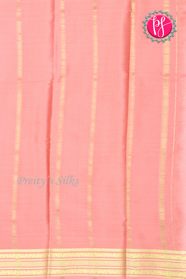 Pure Mysore Crepe Silk Saree-Chocolatebrown And Peach-PA28981