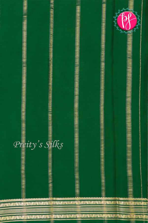 Pure Mysore Crepe Silk Saree-Magenta-rose And Bottlegreen-PA28981