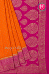 Pure Banarasi Crepe Silk Saree-Orange And Pink-PA22100