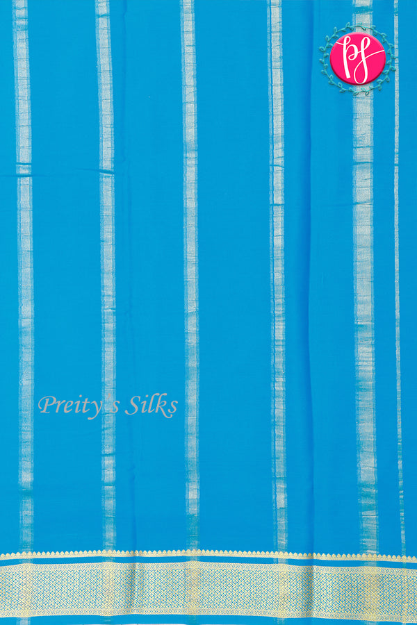 Pure Mysore Crepe Silk Saree-Yellow And Tealblue- PA28744